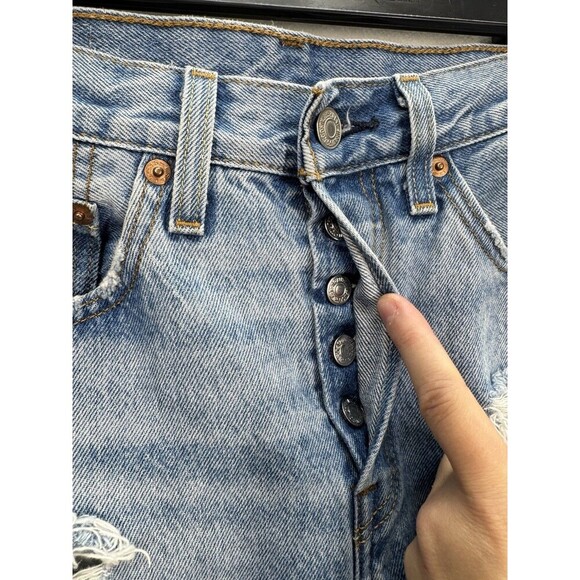 Levis 501 xx Distressed Jeans Womens 26x30 Blue Light Wash Button Fly Denim - Picture 8 of 13